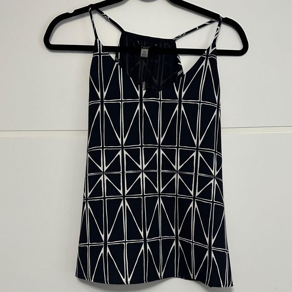 Tahari Black and White Geometric Camisole